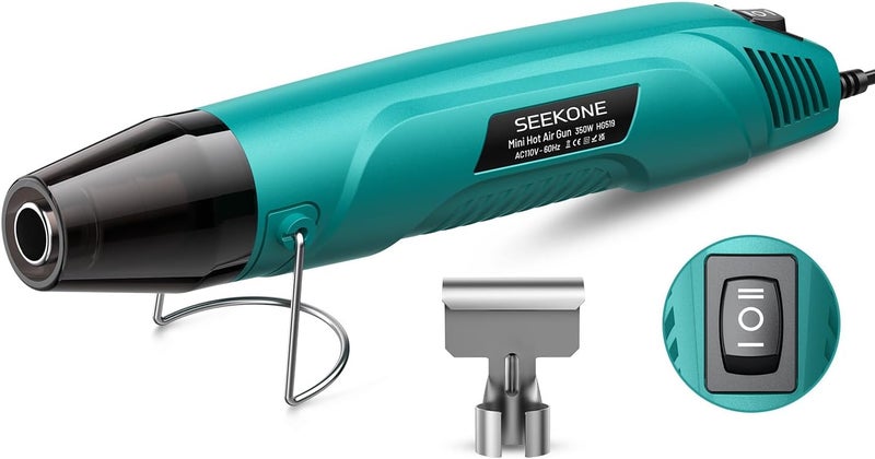 SEEKONE 350W Mini Heat Gun, Dual-Temp Model 500℉ & 842℉（260℃ & 450℃）Fast Heat Hot Air Gun with Overheat Protection and Reflector Nozzle for Heat Shrinking Tubes, Shaping, PVC Tubing（4.9FT） - Image 1